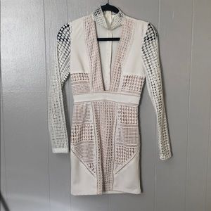 Crochet V-neck Style Mini Dress